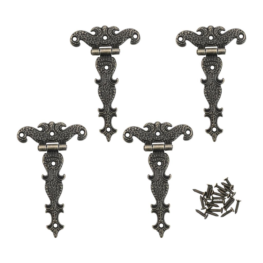 4PCS Zinc Alloy Antique T Hinges for Cabinets Wooden Boxes Vintage Style