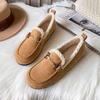 Casual Warm Fluffy Shoes Women's 2025 New Autumn and Winter Velvet Cotton Shoes, Non-slip One-pedal Loafers