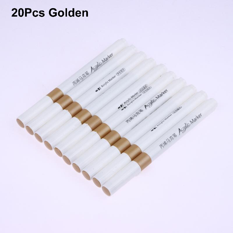 

20/30Pcs White Acrylic Marker,Permanent Pen Art Supplies For Black Paper Tire Plastic Stone Metal Painting For Artists Beginner A2