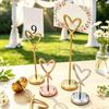 Metal Place Card Base Hollow Heart Table Number Holder, Love Stand, Holders Clip for Photos, Food Signs, Memo Notes, Weddings, Birthdays, Restaurants