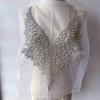 Beaded Rhinestone Crystal Fabric Bodice Applique Rose Gold Panel Pedreria Hand-Sewn Shank Style Corset Wedding Dress Evening