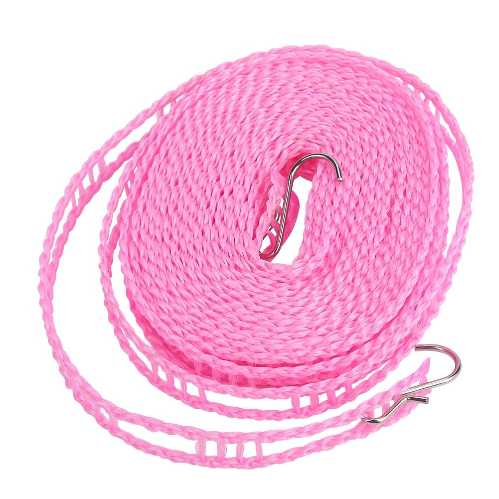 Portable Outdoor Clothes Line Clothesline Anti Skid Laundry Drying Rope 5 M Thickened (Pink)