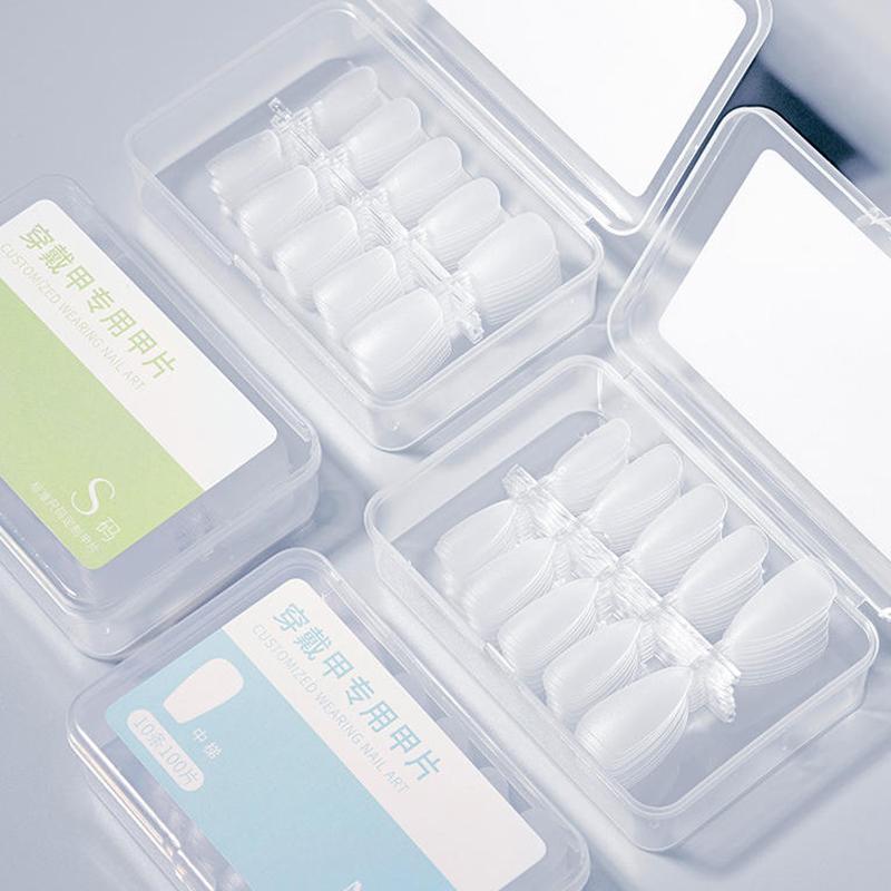 100Pcs/Box Xs/S/M Fake Nails No Polishing No Trace Press On Nails Clear Artificial Thin Nail Tips For Nail Extension Home Diy
