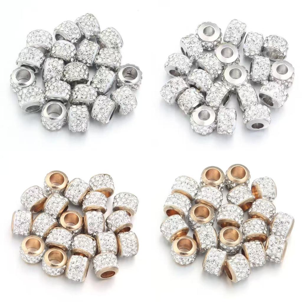 20pcs Rhinestone Crystal Beads Shambhala Ball Beads Metal Big Hole Beads Loose Spacer Beads For Jewelry Making DIY Accessories