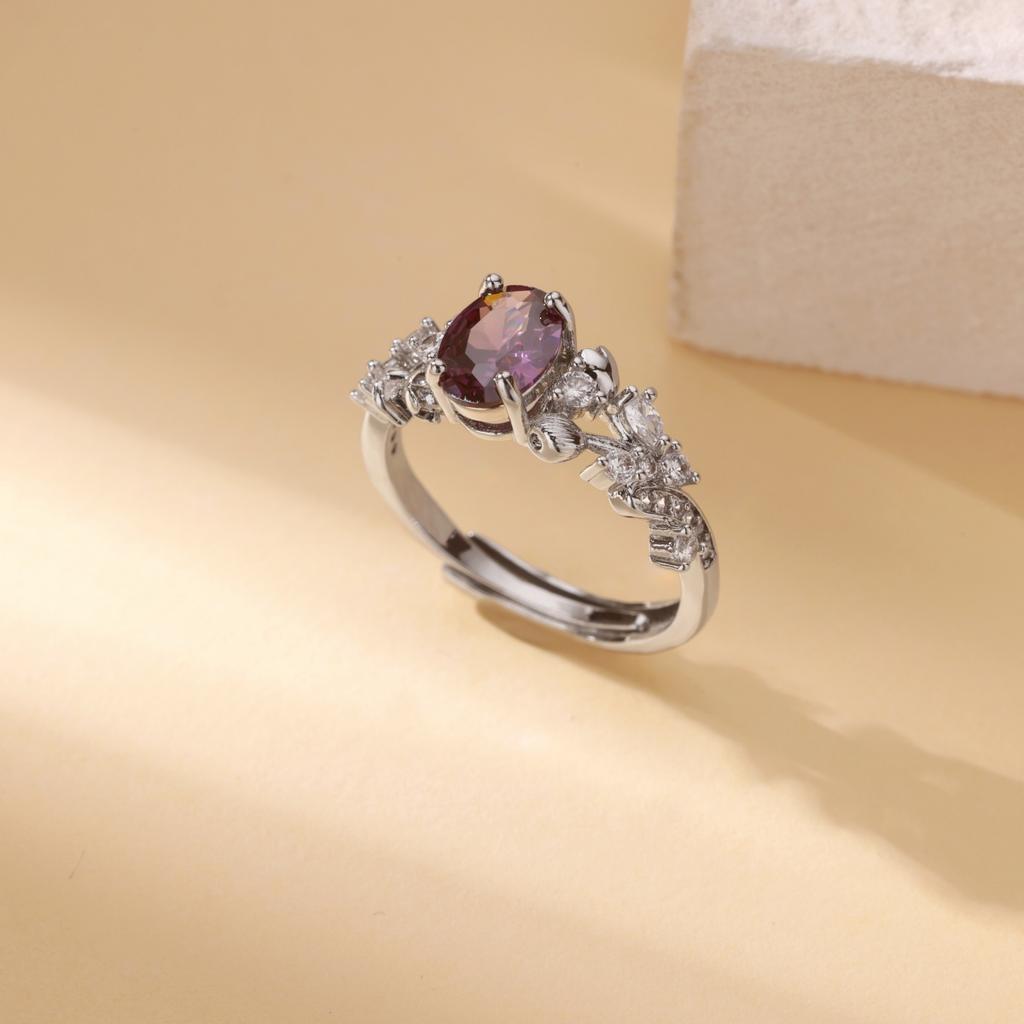 Purple Crystal Oval Zircon Open Rings For Women Men Stainless Steel Gold Color Ring 2025 Wedding Couple Luxury Jewelry