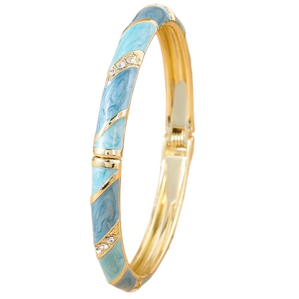 Enamel Vintage Cloisonne Bangle Lines Shape Women's Hand Bracelet Chinese Crystal Bangle Ladies