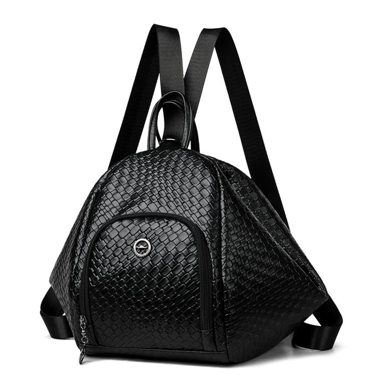 Schwarzer gewebter Kunstleder-Rucksack Freizeitrucksack