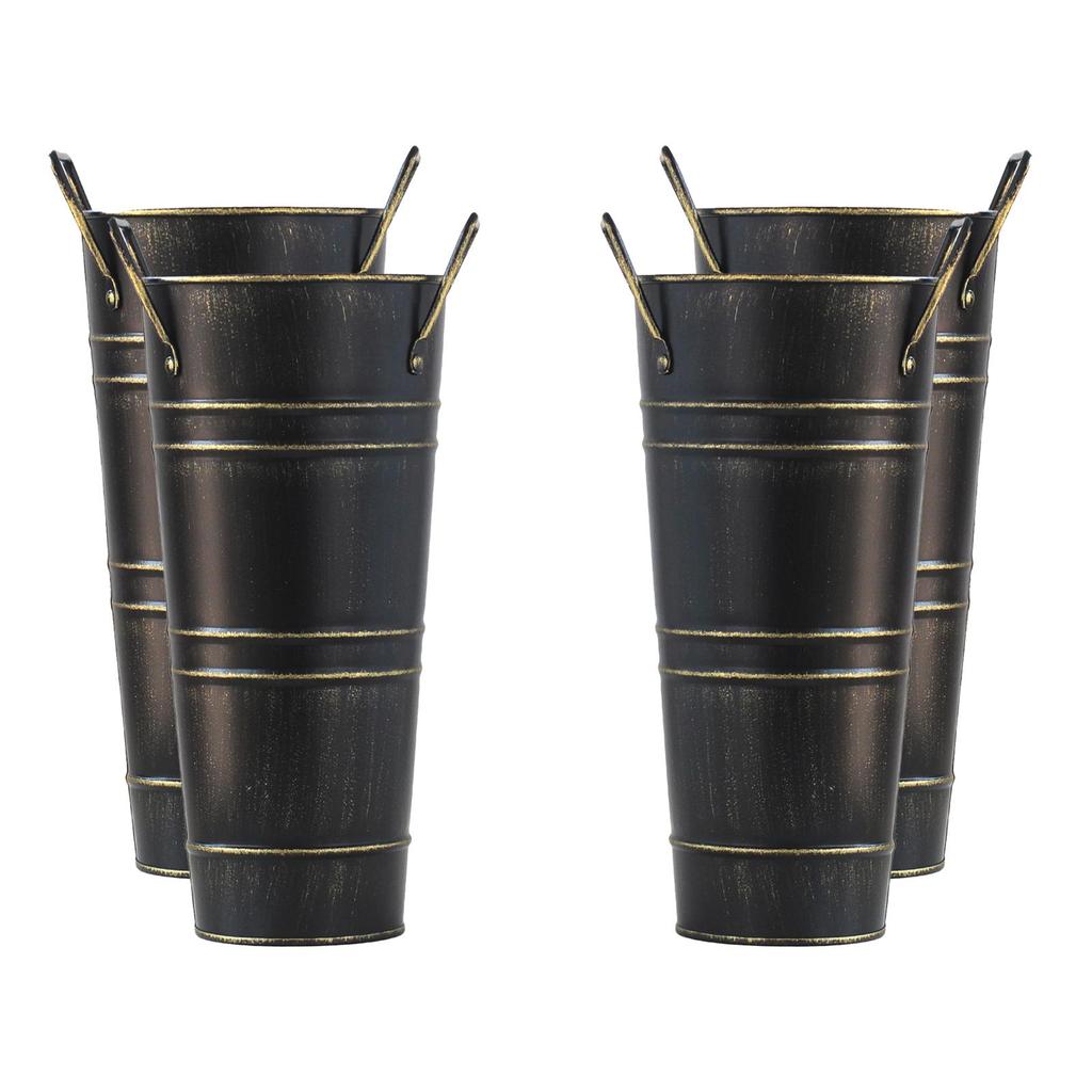 4Pcs French Floral Bucket Storage Plant Planter for Balcony Deck Front Porch