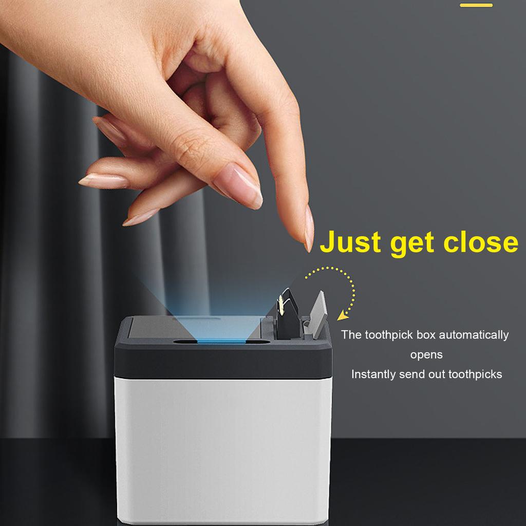 Automatic Toothpick Dispenser Holder Smart Sensor Automatic Popup Toothpick Storage Container for Home Kitchen Restaurant Commercial Use
