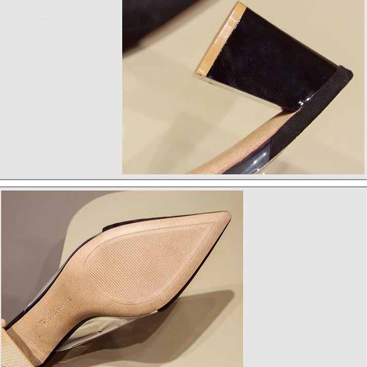 Elegante Damen-Pantoletten, spitze Zehen, dicke High-Heels-Schuhe für Damen, modische Slip-on-Damenschuhe