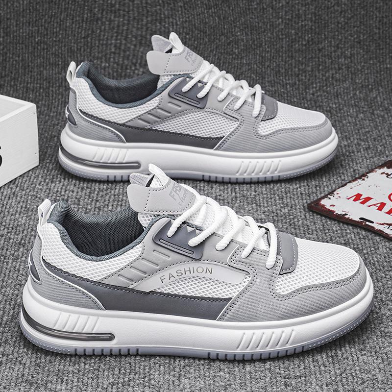 

2024 мужские кроссовки на плоской подошве, студенческая обувь, дышащие модные кроссовки на шнуровке, мужские удобные спортивные кроссовки для бега, Zapatillas Hombre 39 серый