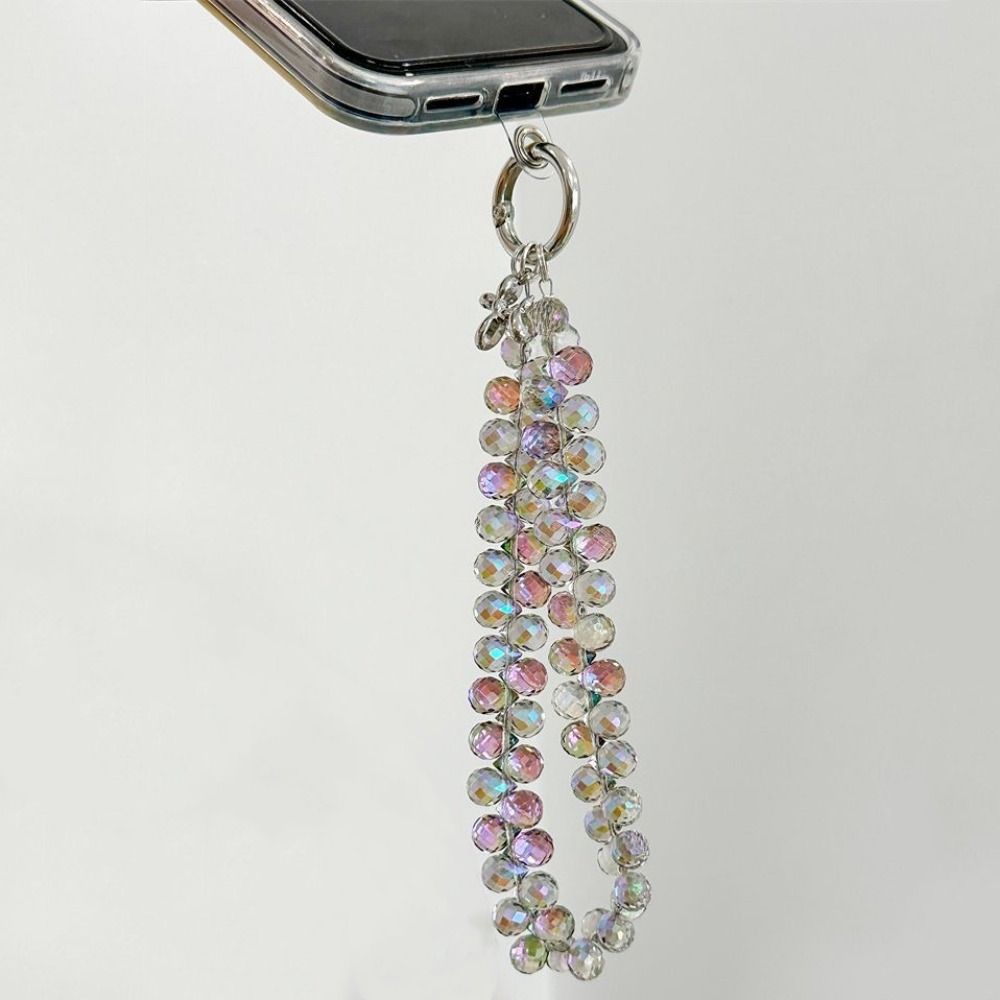 Color Rhinestone Crystal Bead Phone Strap Wrist Chain Mobile Phone Lanyard  Phone Case Accessories