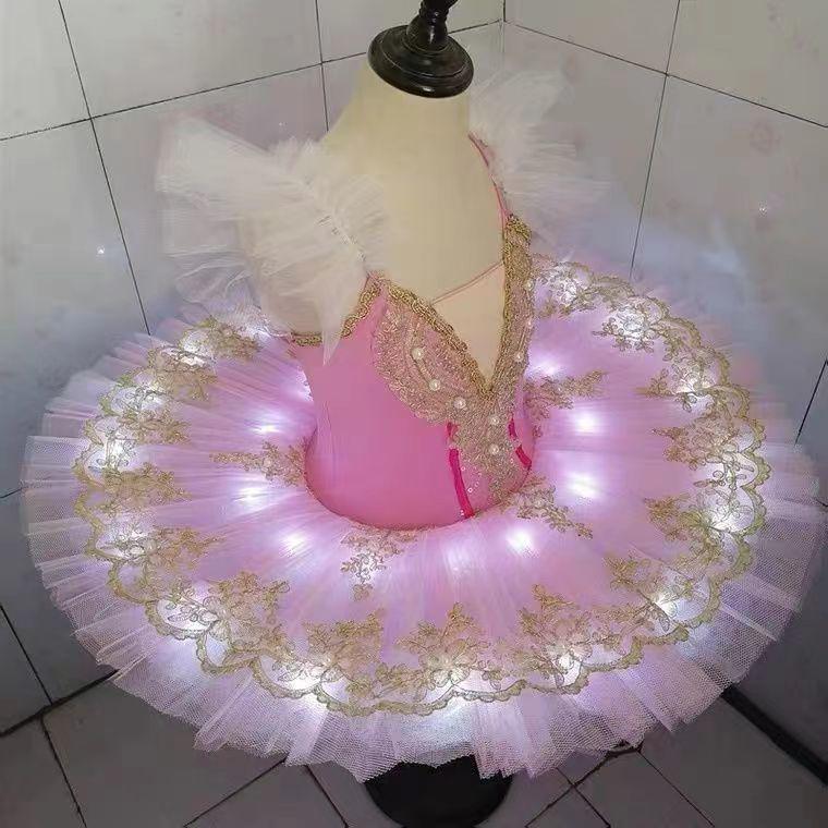 Girls' White Swan Ballet Costume: Princess Dancewear Tutu Skirt for Performances