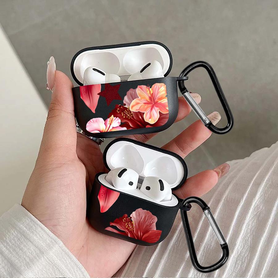 Cherry Flower Print Clear Earphone Cases Cover Case For Airpods 4 2 Pro2 Pro Pro3 3 1