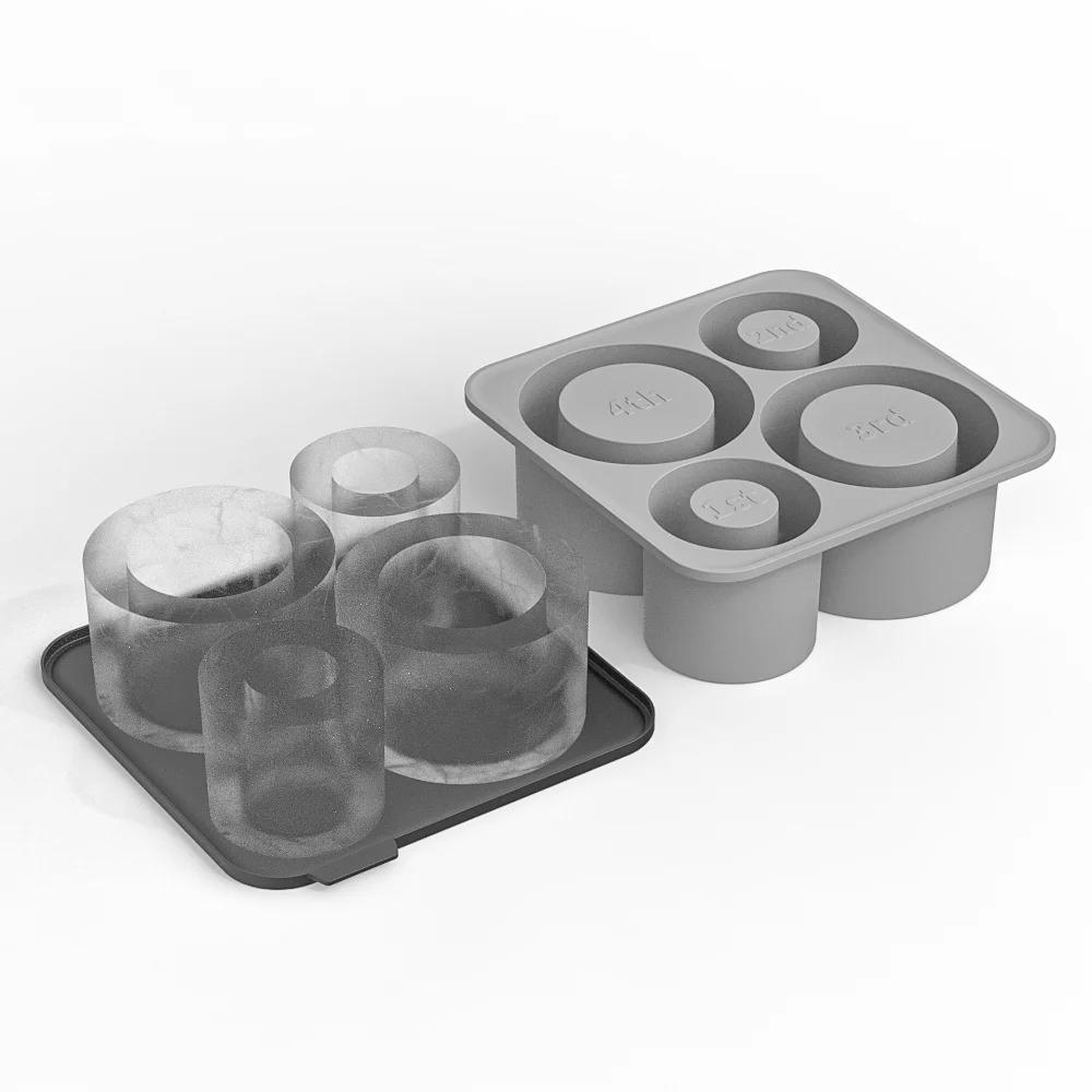 Ice Cube Tray Mold for Tumbler St Cup Silicone Cylinder Ice Cube Maker Mold with Lid For 20oz 30oz 40oz