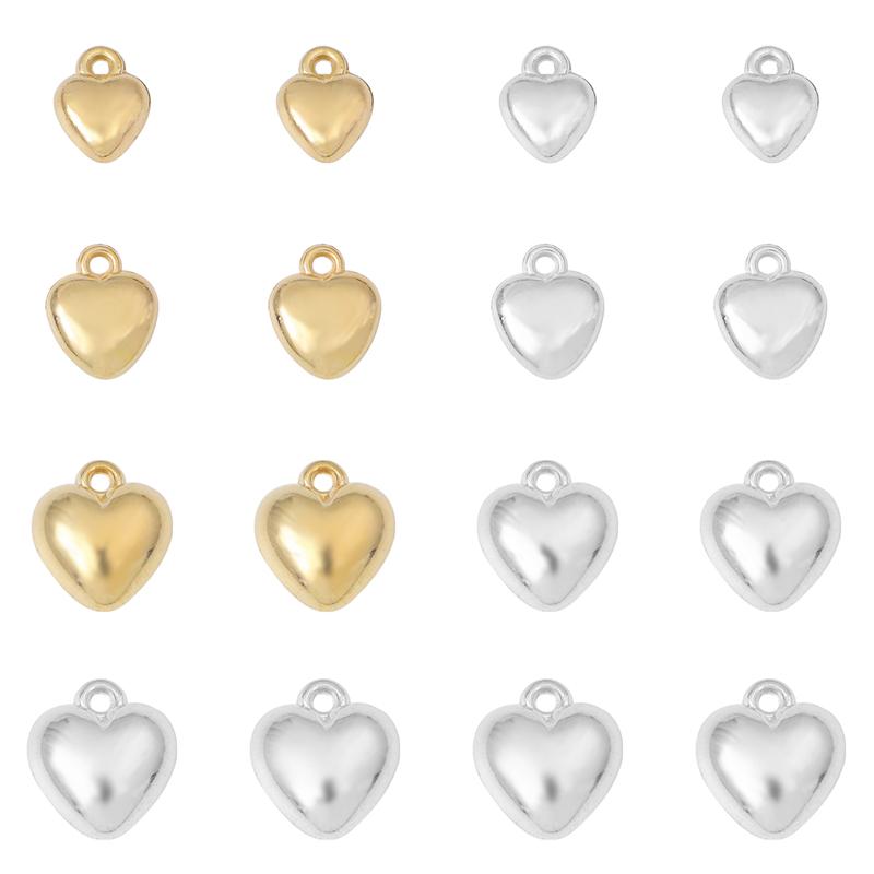 8-19mm Zlacený/Rhodiovaný CCB Přívěsek Srdce pro Náhrdelník Náramek Náušnici DIY Výroba Šperků