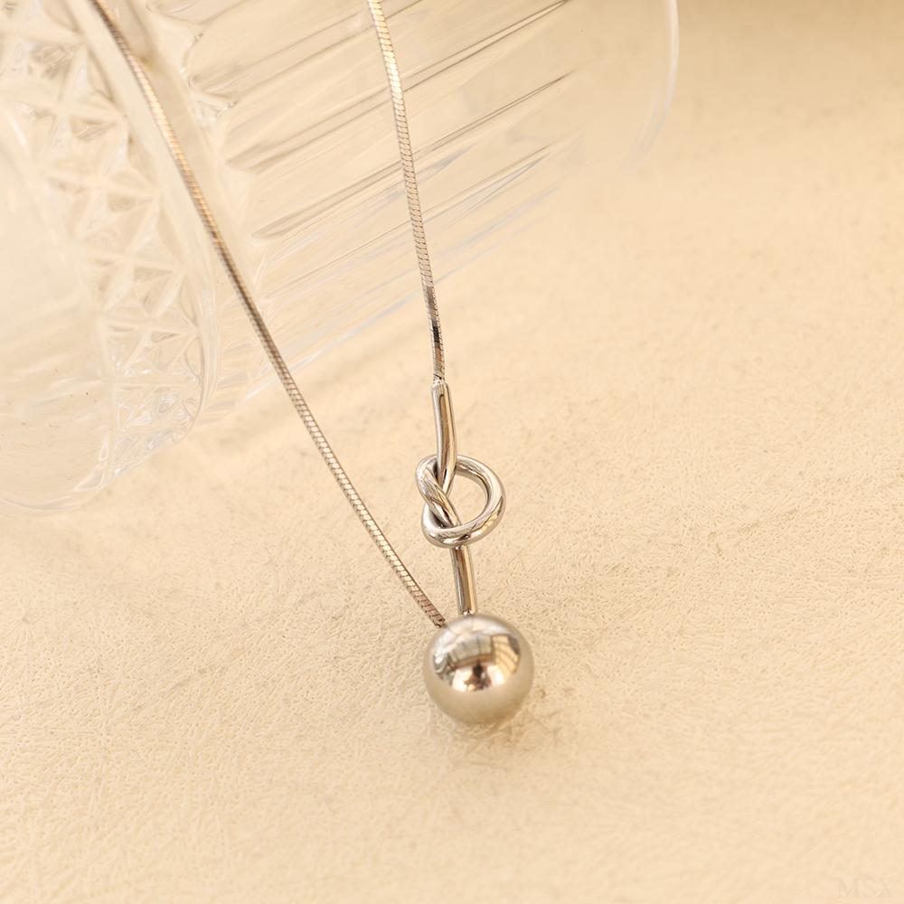 Designer Trendy Girl Jewelry Unique Knotted Pendants Stainless Steel Snake Chain for Women Fashion Round Charm Necklace