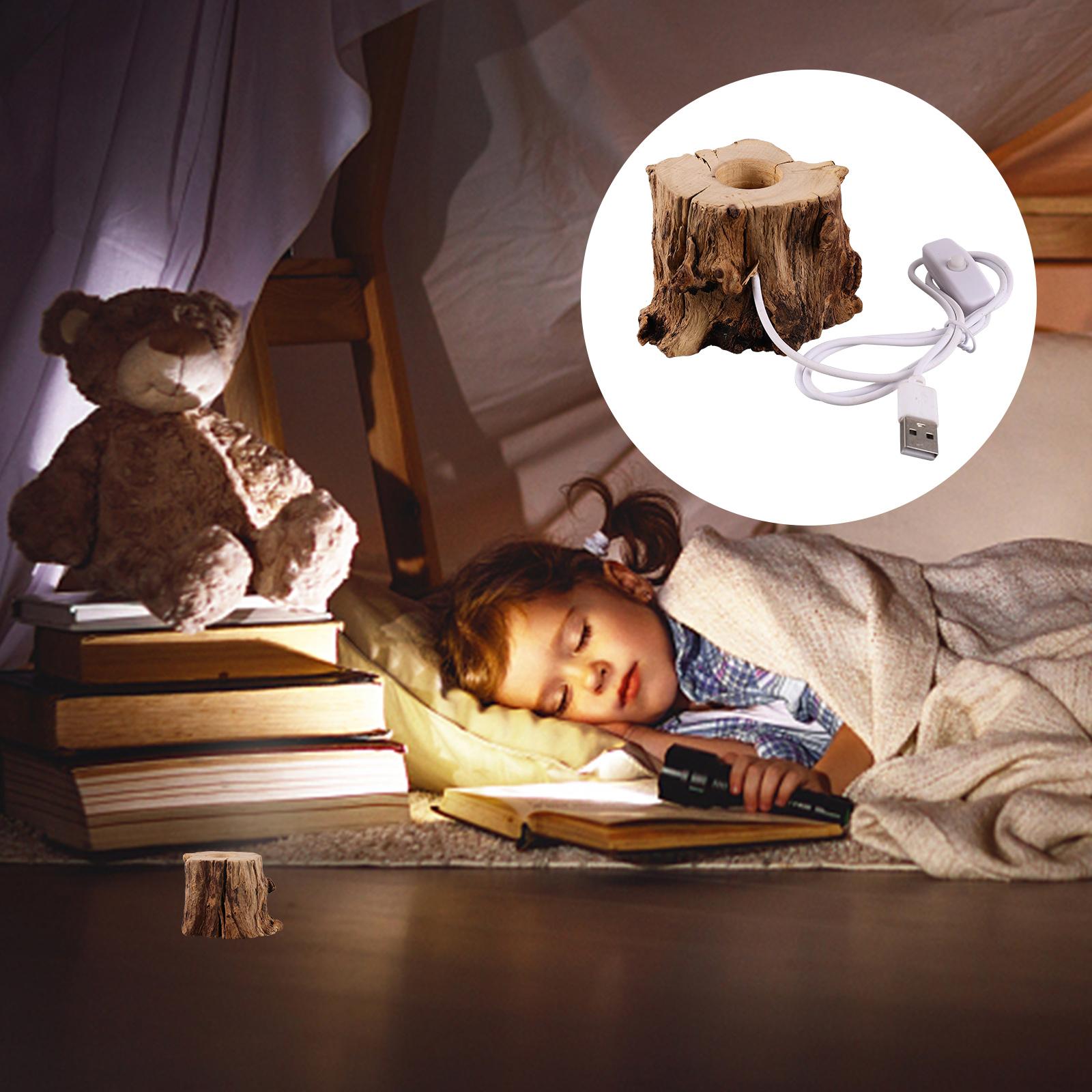 

Crystal Ball Wooden Base Tree Stump LED Light Stand USB Sphere Monitor Show Rack Table Lamps Display Desk