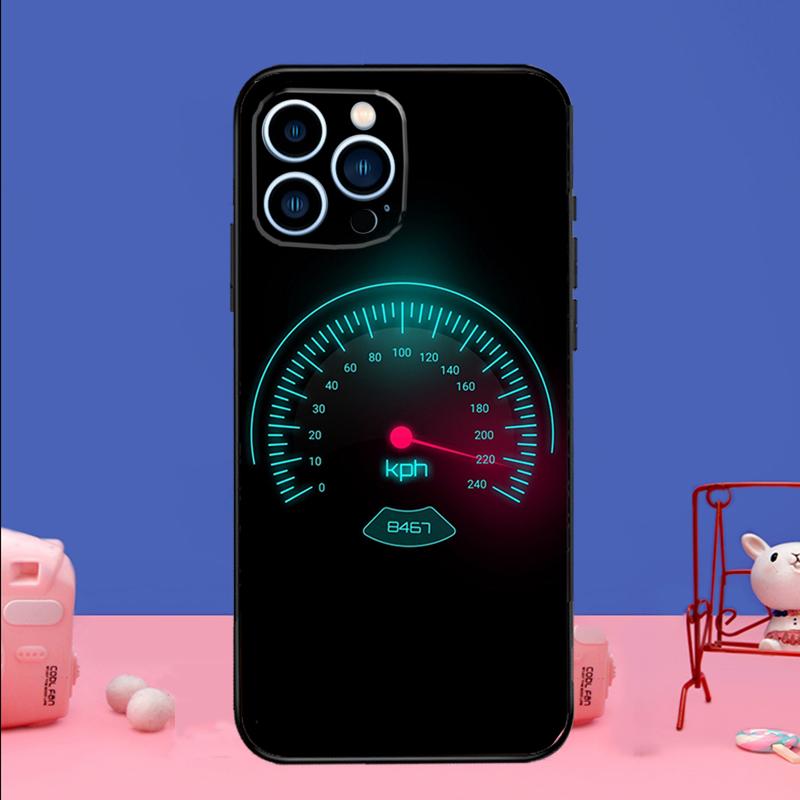 Speedometer Car Phone Case For iPhone 16 15 14 13 12 11 17 Pro Max Plus 12 13 Mini 16e 17 Air Bumper Cover