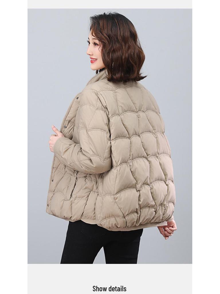 Women's Short Lightweight Down Jacket - 2024 Winter Collection, Loose Fit, Warm White Duck Down Outerwear