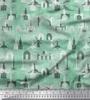 Soimoi Purple Japan Crepe Satin Fabric Text & Monuments Architectural Print Sewing Fabric Metre 42 Inch