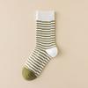 Women's Autumn and Winter Striped Mid-calf Socks, Cotton Sweat-absorbing Boneless Pile Socks, College-style Women's Socks