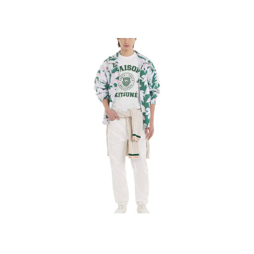 Maison Kitsune Team Logo Letter Print Short Sleeve T-Shirt Men T-Shirts White KM00143KJ0105-P103