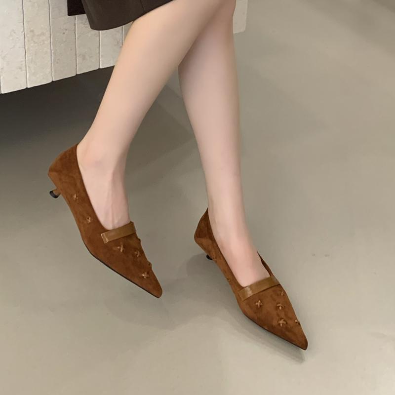 Fashion SUOJIALUN 2025 New Brand Women Pumps Shoes Fashion Pointed Toe Slip On Ladies Elegant Boat Shoes Thin Low Heel Dress Single Shoe