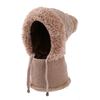 Fluffy Texture Warmth Cover Hat Neck Integrated Hat  Winter Season Outdoor Activities