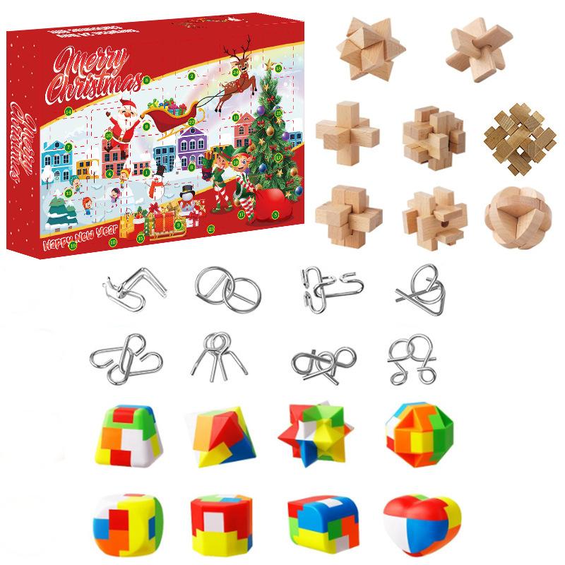 24 Dagen Adventskalender Kerst Countdown Kalender Kerst Cadeaubox Jongens Meisjes Assemblage Bouwstenen Decompressie Blind Box