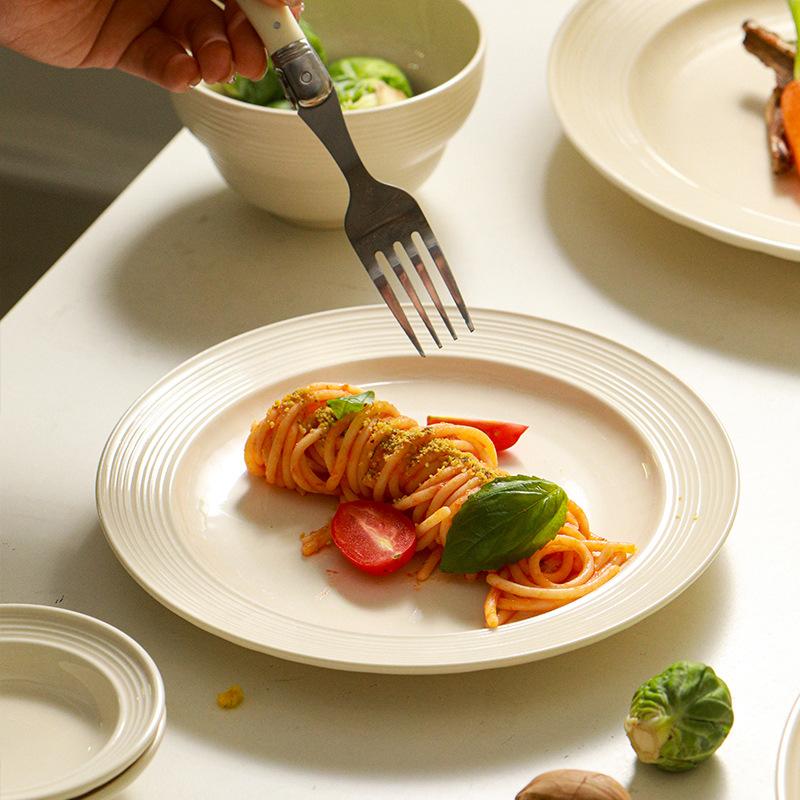 Creative Brushed Ceramic Tableware Cream Nordic High-Value Ceramic Dishes And Chopsticks Household Tableware Housewarming Set