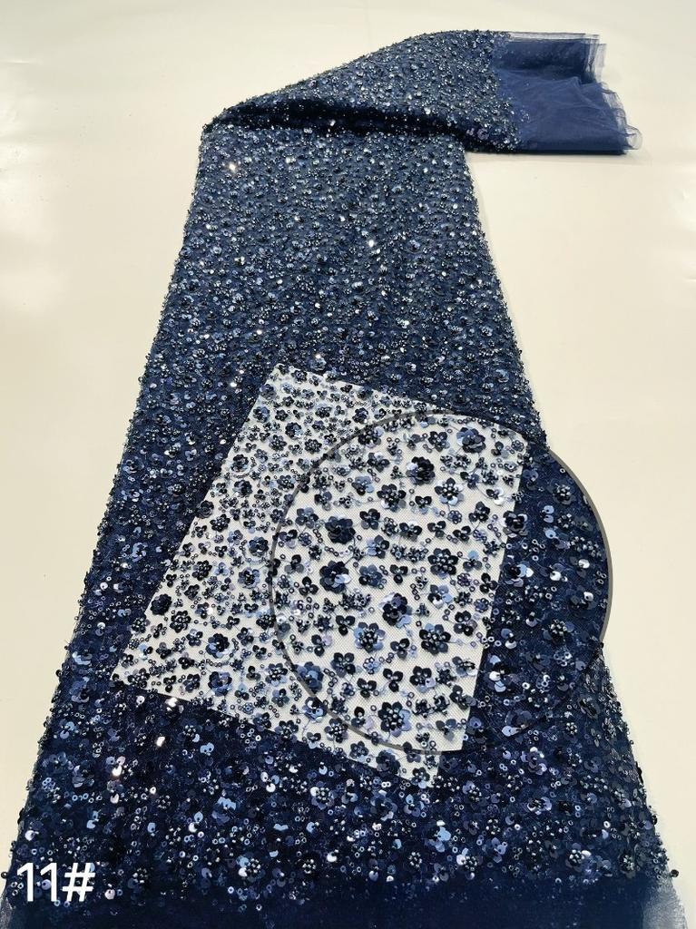 1/3/5Yard Small Plum Blossom Sequined Embroidery Fabric African Beaded Lace Fabric for Sewing Nigerian Wedding Party Lace Fabric