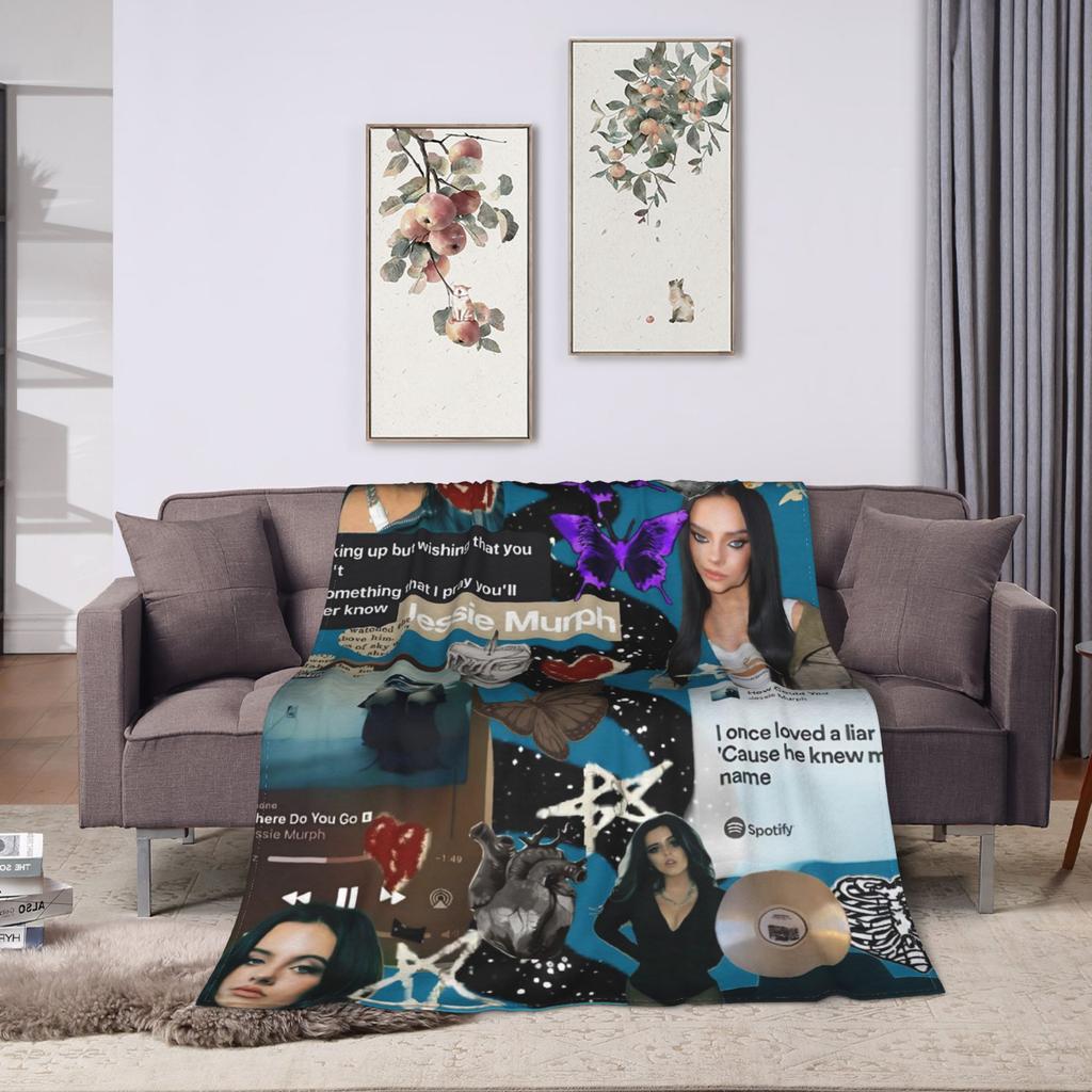 Jessie Murph Hysteria Tour Flannel Blankets Super Warm Throw Blanket for Bedroom Travel Novelty Bedspread Sofa Bed Cover