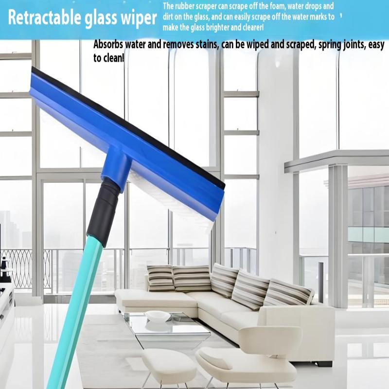 2 In 1 Telescopic Window Glass Cleaner Wiper Long Handle Sponge Brush Window Mop Squeegee Wiper Cleaning Tool