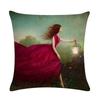 Abstract Fairy Girl Decorative Cushion Cover Linen Pillowcase For Sofa Couch Bedroom Home Living Room Decor 45X45Cm