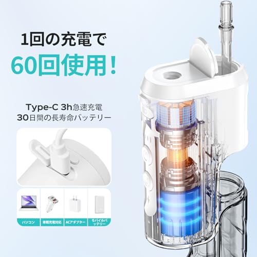 COSLUS T40 Ultra-Compact Cordless Jet Washer, Portable Oral Irrigator, Lightweight (207g), Detachable Tank, 4-Level Water Flow Adjustment, IPX7 Waterp