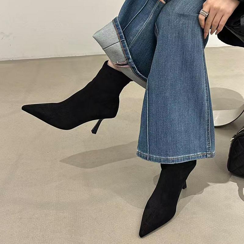 Pointed Short Boots Women's Autumn and Winter 2025 New Women's Boots Thin Heel Boots Short Boots Thin Boots Martin Boots High Heels