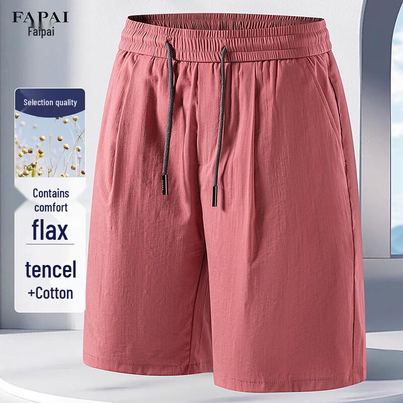 FAPAI Men s Tencel Cotton Linen Blend Outdoor Casual Shorts 32