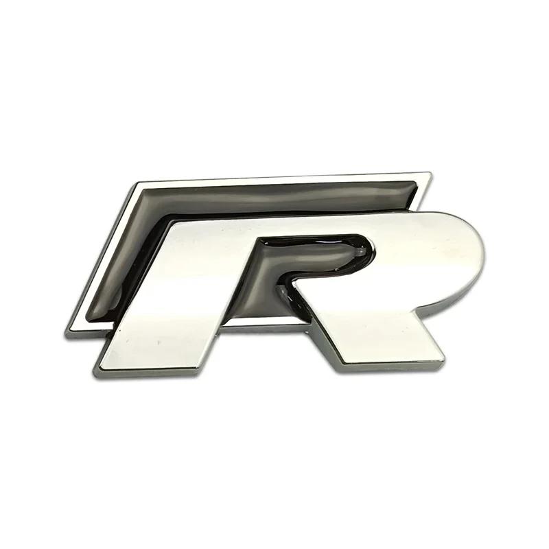 WGLRK1 For Volkswagen VW Rline GTI Golf 5 6 7 Jetta Passat Touran Scirocco Metal R Badge Car Front Grille Emblem Rear Trunk Stickers