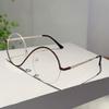 Fashion Semi-Rimless Round Frame Women's Ins Brand Design Pink Glasses Blue Light Blocking Retro Metal Decor Eyewear