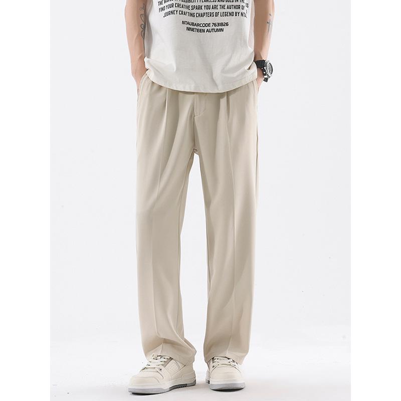 Mingge | Summer new ice silk quick-drying small pants men's loose drape straight light business casual pants