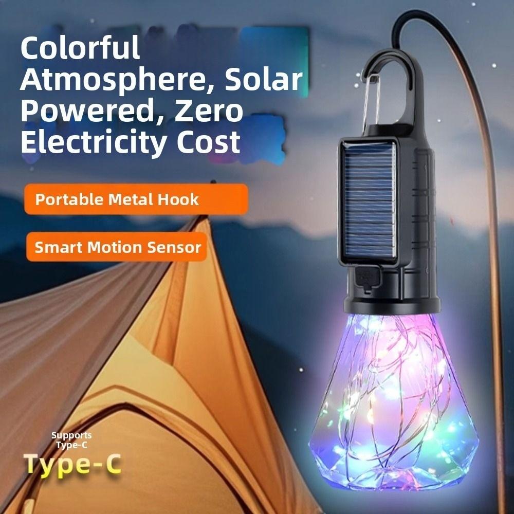 Handheld Waterproof LED Camping Light Dimmable Retro Solar Tent Light with Hook Portable LED Bulbs Lamp Outdoor