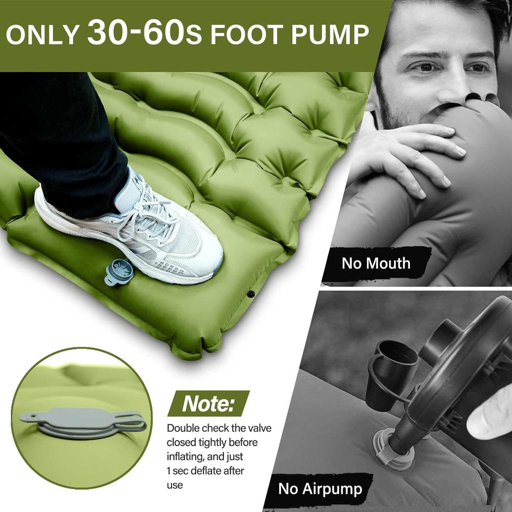 Ultra-Light Foot-Operated Inflatable Camping Pad - Portable, Moisture-Proof, Folding Air Mattress