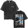 Rels B AfroLOVA Vintage Gewaschenes Rap Merch Grafik T-Shirt Unisex Unisexs Trendiges Hip Hop Oversized Baumwolle Rundhals T-Shirt