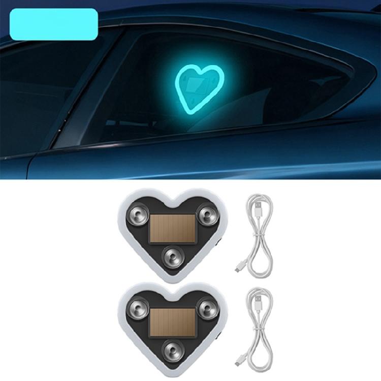 2Pcs Long Lasting Versatile Solar LED Heart Lights Suitable for Car Waterproof 5 Modes Decorative Night Light Atmosphere