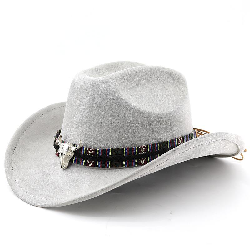 Classic suede brim western cowboy hat for men and women - outdoor travel hat with rolled brim, ethnic style fedora, felt hat