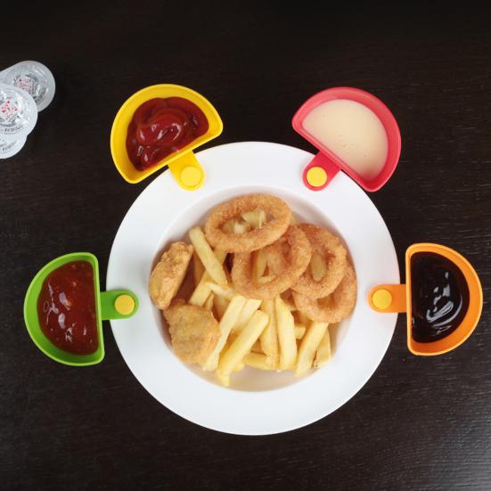 Yousheng Dipping Sauce Dish with Clip Multipurpose Condiment Bowl for Ketchup Vinegar Plastic Party Seasoning Container Household Kitchen Utensils