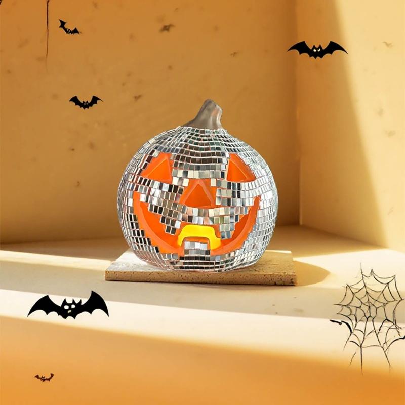 Portable Mirror Glass Pumpkin Light For Home Haunting House Decoration Decorative Halloween Ornament