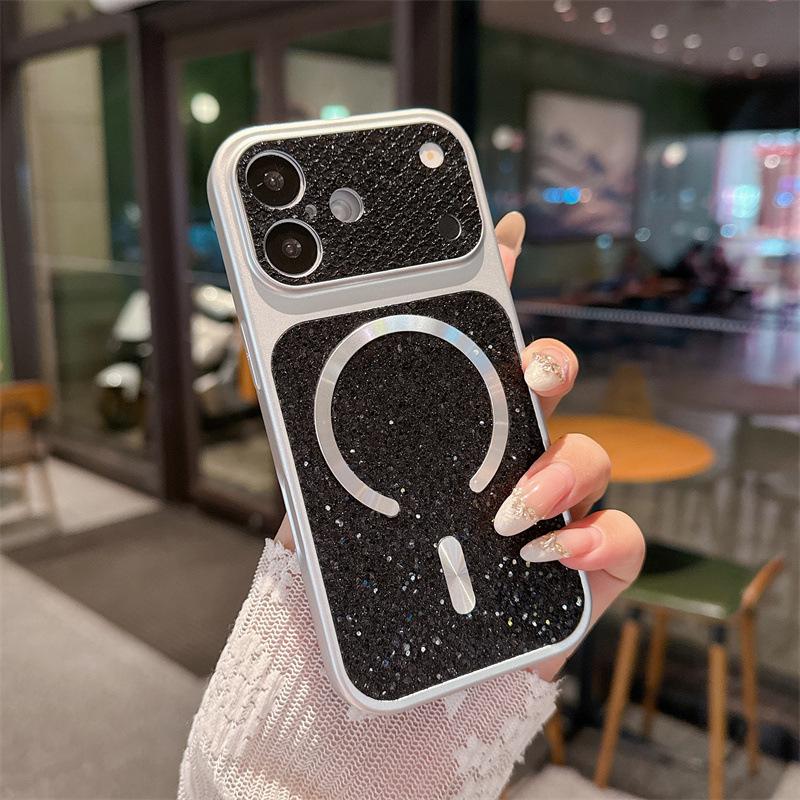 iPhone 17 Pro Max Glitter Frosted Magnetic Case with Sticker iPhone 15 Pro Max