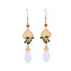 New Chinese Style Enamel Color Water Drop Earrings Women'S National Style Hanfu Cheongsam Earrings Hollow Coins Magnolia Flower Ancient Style Earrings